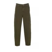 Losse Pasvorm Hoge Taille Bull Leg Broek Dondup , Green , Dames