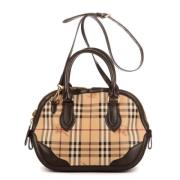 Pre-owned Coated canvas handbags Burberry Vintage , Beige , Dames