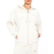 Witte Zand Hoodie met Roségouden Rits Emporio Armani EA7 , White , Dam...