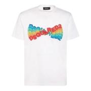 Casual Katoenen T-shirt Dsquared2 , White , Heren