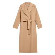 Bruine Wol Wrap Jas Max Mara , Brown , Dames