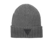 Patch Logo Beanie - Wollen Mix Guess , Gray , Heren