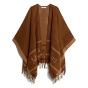 Bruine Wollen Poncho met Franjes Max Mara , Brown , Dames