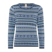 Blauwe Jaquard Pullover Trui Skovhuus , Blue , Dames