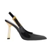 Metallic Hoge Hak Slingback Schoenen Schutz , Black , Dames