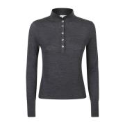 Luxe Lange Mouw Wol Polo Eleventy , Gray , Dames