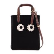 Mini Vilt Tote Tas met Ogen Ontwerp Anya Hindmarch , Black , Dames