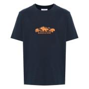 Navy Blue Fox T-shirt Maison Kitsuné , Blue , Heren