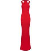 Rode Halternek Maxi Jurk Statement Elisabetta Franchi , Red , Dames