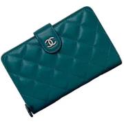 Pre-owned Leather wallets Chanel Vintage , Blue , Dames