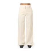 Wijde Pijp Wollen Broek Room Max Mara Weekend , Beige , Dames