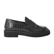 Zwarte leren loafers met antifaz detail Pertini , Black , Dames