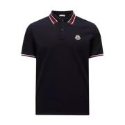 Contrast Kraag Trim Polo Navy Moncler , Blue , Heren