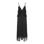 Elegante Kant Maxi Jurk Zwart Blumarine , Black , Dames