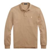 Custom Slim Fit Polo met Lange Mouwen Ralph Lauren , Brown , Heren