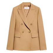 Beige Dubbel-Borst Wol Jas Max Mara , Beige , Dames