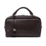 Luxe Koffiebruine Leren Weekendtas Brunello Cucinelli , Brown , Dames