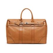 Leren Holdall met Logo Stempel Brunello Cucinelli , Brown , Heren