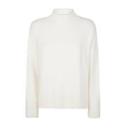 Cashmere Tipping High Neck Sweater Eleventy , White , Dames