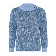 Hoge Kraag Jacquard Trui Indigo Skovhuus , Blue , Dames