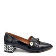 Zwarte Leren Hakken Pied-de-Poule Patroon Chie Mihara , Black , Dames