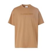 Biologisch Bruin Kamelen T-shirt met Logo Burberry , Brown , Heren