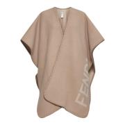 Beige Wol Kasjmier Poncho Vrouwen Fendi , Beige , Dames