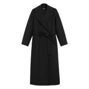 Zwarte wollen jas met brede revers Max Mara , Black , Dames