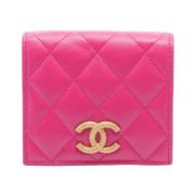 Pre-owned Leather wallets Chanel Vintage , Pink , Dames