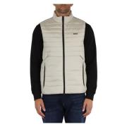 Gewatteerd Logo Vest Mouwloos Rits Boss , Gray , Heren