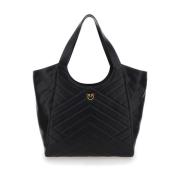 Zwarte Puzzel Leren Tote Tas Pinko , Black , Dames