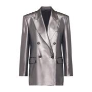 Grijze Wollen Blazer met Metaal Effect Brunello Cucinelli , Gray , Dam...