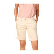 Stretch Satin Chino Bermuda Shorts Mason's , Beige , Dames