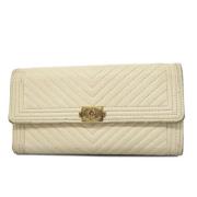 Pre-owned Leather wallets Chanel Vintage , White , Dames