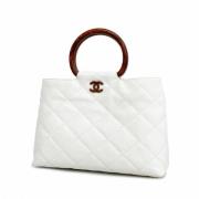 Pre-owned Leather chanel-bags Chanel Vintage , White , Dames