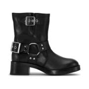 Zwarte BikerBoots met Harnasdetails JoDis , Black , Dames