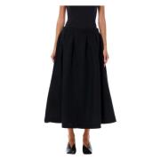 Zwarte Geplooide Midi Wollen Rok Patou , Black , Dames