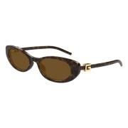 Stijlvolle Havana/Bruine Zonnebril Gucci , Brown , Dames