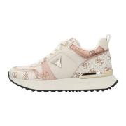 Witte Eco-Leren Sneakers met Gelamineerde Inzet Guess , Multicolor , D...