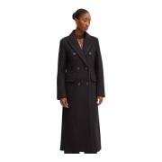 Klassieke Zwarte Dubbel-Borst Lange Jas Silvian Heach , Black , Dames