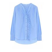 Elegante Kantdetail Overhemdblouse Gustav , Blue , Dames