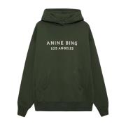 Donkergroene Hoodie met Stoere Print Anine Bing , Green , Dames