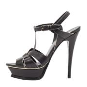 Pre-owned Leather sandals Yves Saint Laurent Vintage , Black , Dames