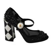 Bloemrijke Mary Jane Schoenen met Geruite Hakken Dolce & Gabbana , Bla...