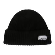 Wollen hoed voor stijlvolle uitstraling Ganni , Black , Dames