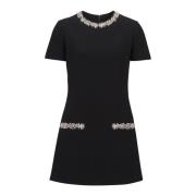 Geborduurde crêpe shiftjurk Balmain , Black , Dames