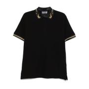 Chromo Kraag Zwart Polo Versace Jeans Couture , Black , Heren