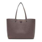 Zilver Esdoorn Leren Tote Tas Tory Burch , Gray , Dames