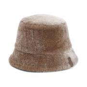 Beige Bucket Hat Shearling Cotton Linen Loewe , Beige , Dames