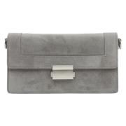 Luxe Leren en Velours Tas met Zilveren Details Estro , Gray , Dames